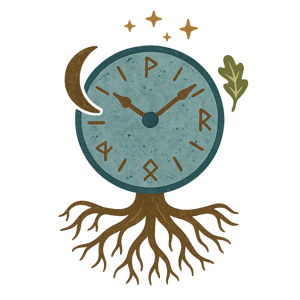a clock with roots
